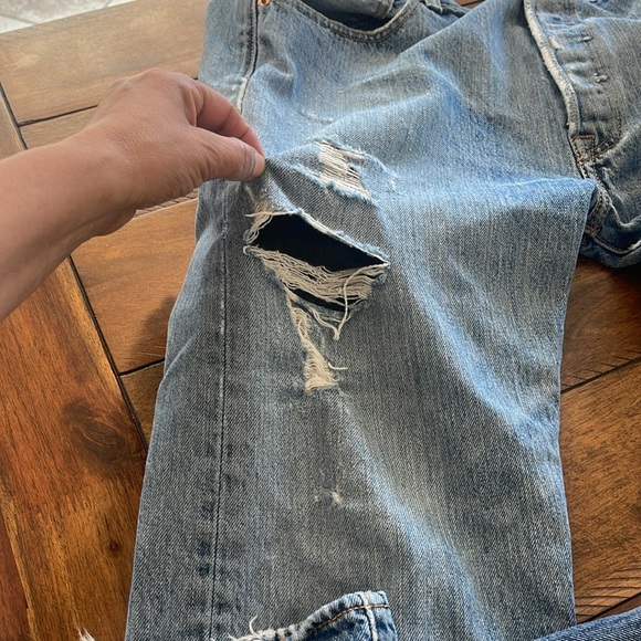 501 blue denim jeans button fly distressed straight leg jeans 36 x 28 - Picture 14 of 15